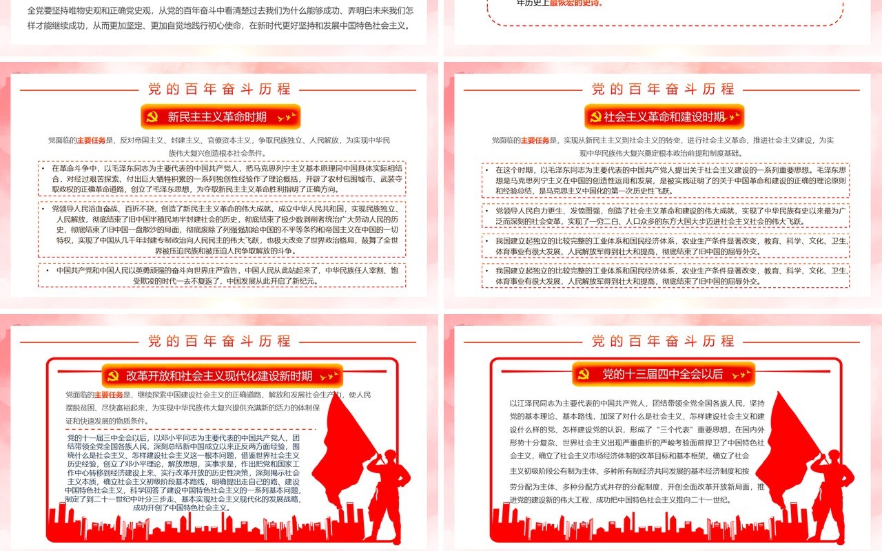 红色百年党的历史经验PPT动态通用模板