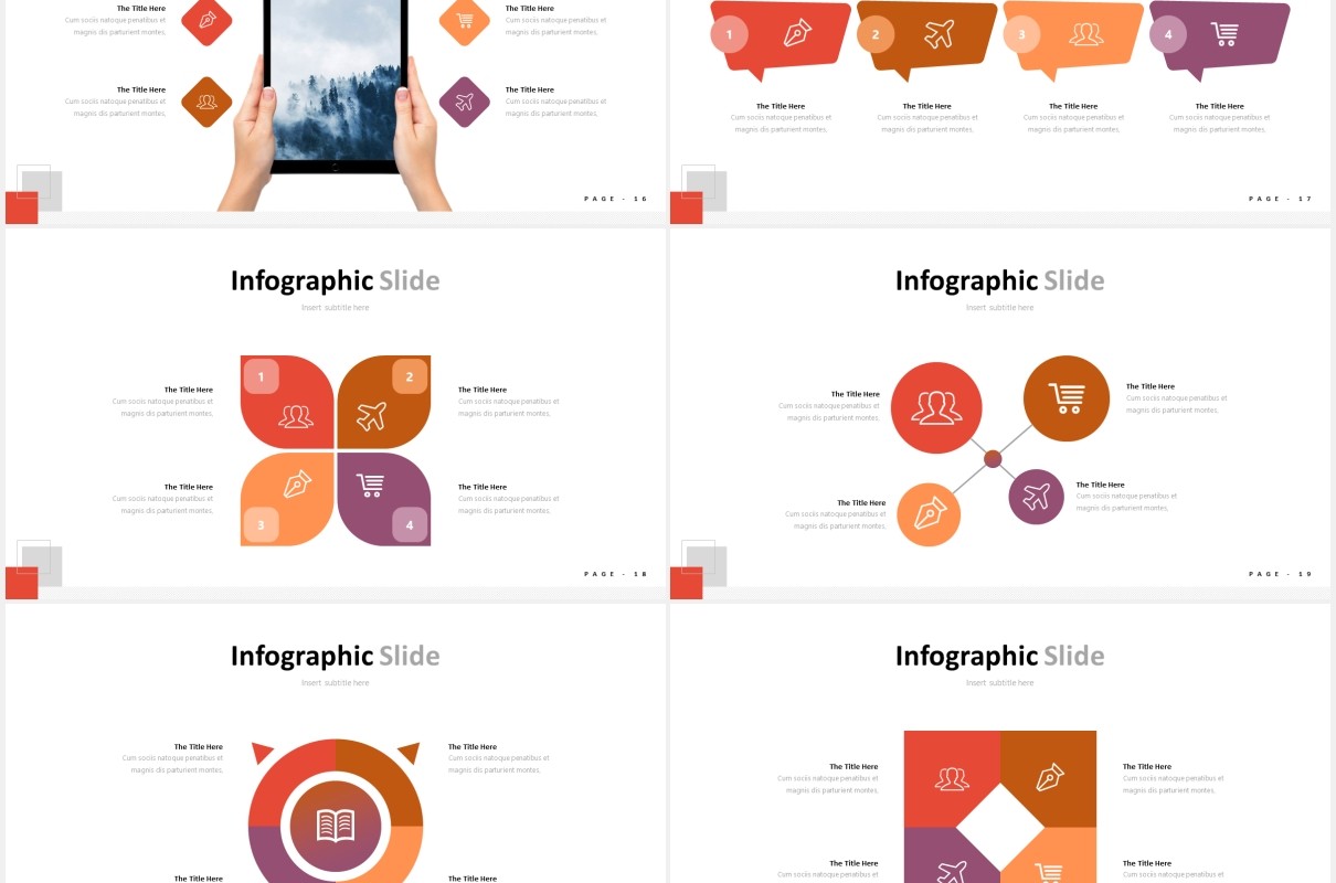 红色简约国外PPT图片排版图表模板freeland powerpoint template