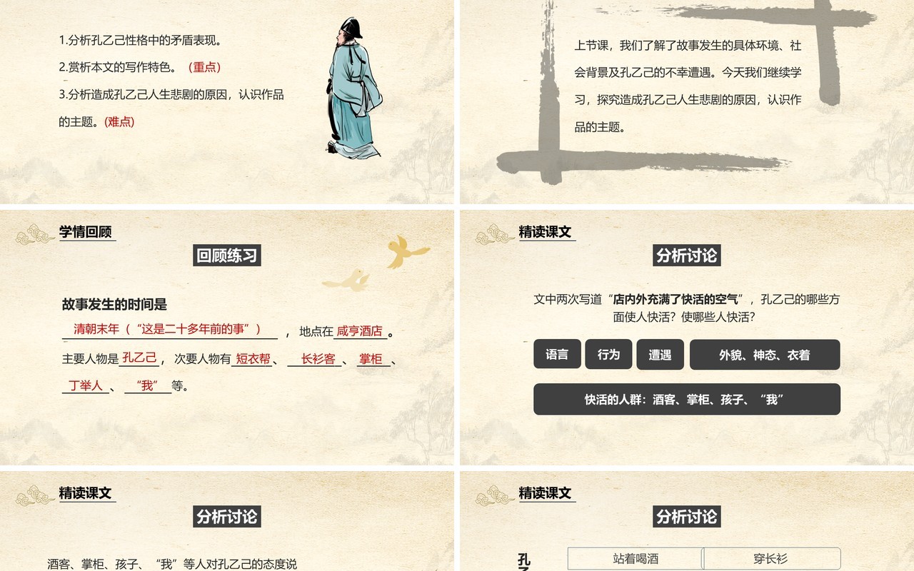 部编版九年级语文下册孔乙己课件PPT模板