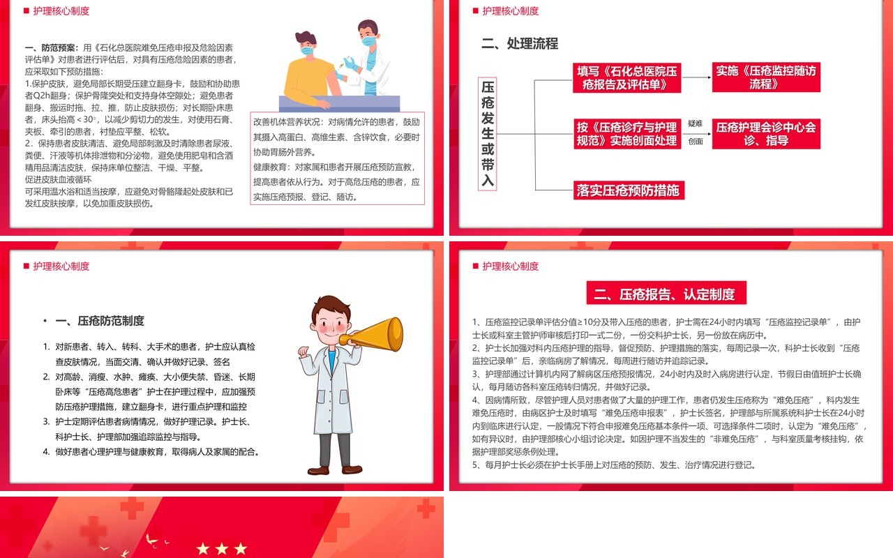 红色简约风十八项护理核心制度宣传PPT模板