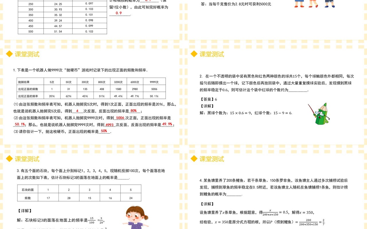 部编版九年级数学上册第五单元概率初步用频率估计概率课件PPT模板