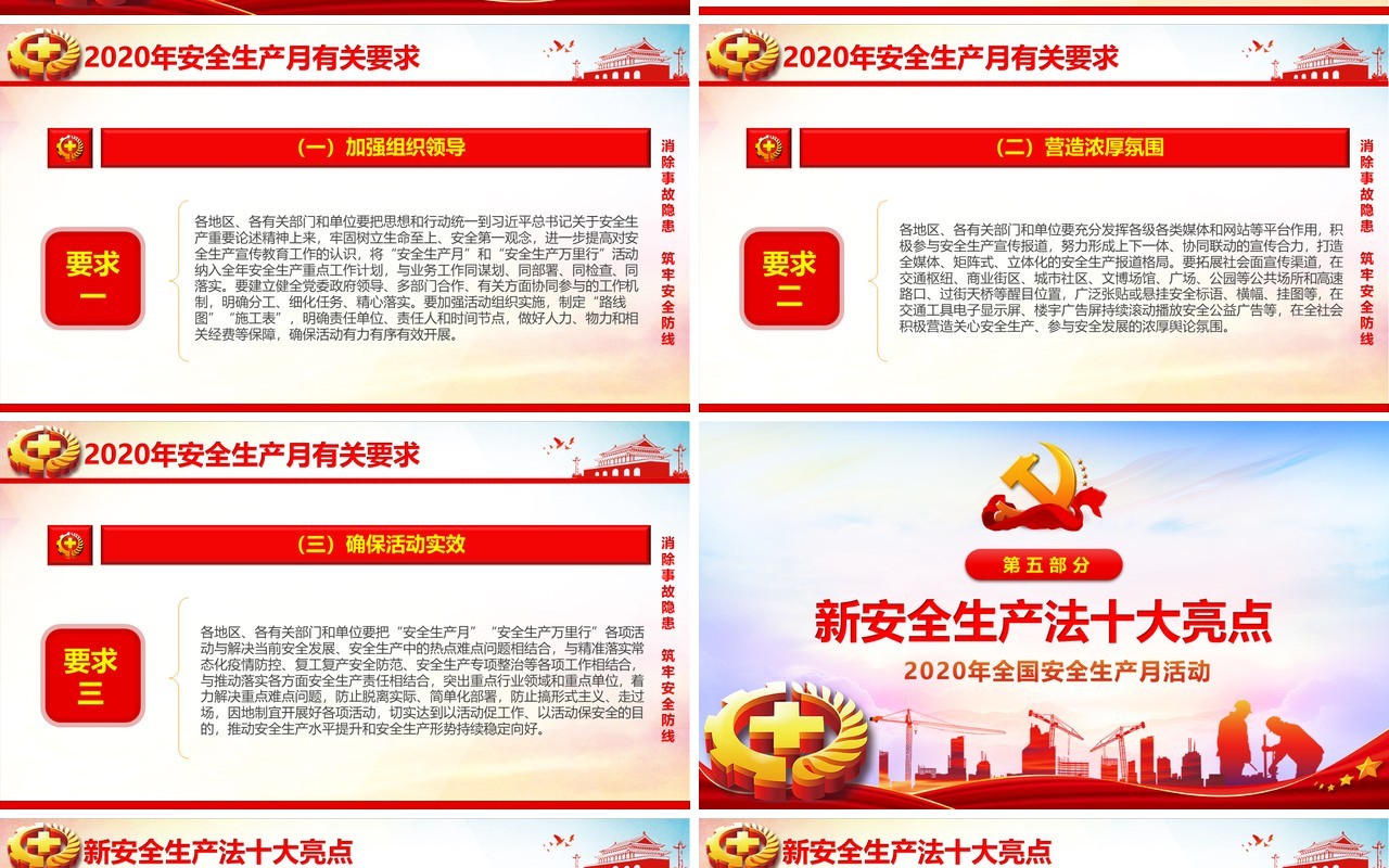 2020消除事故隐患筑牢安全防线安全生产月活动PPT模板