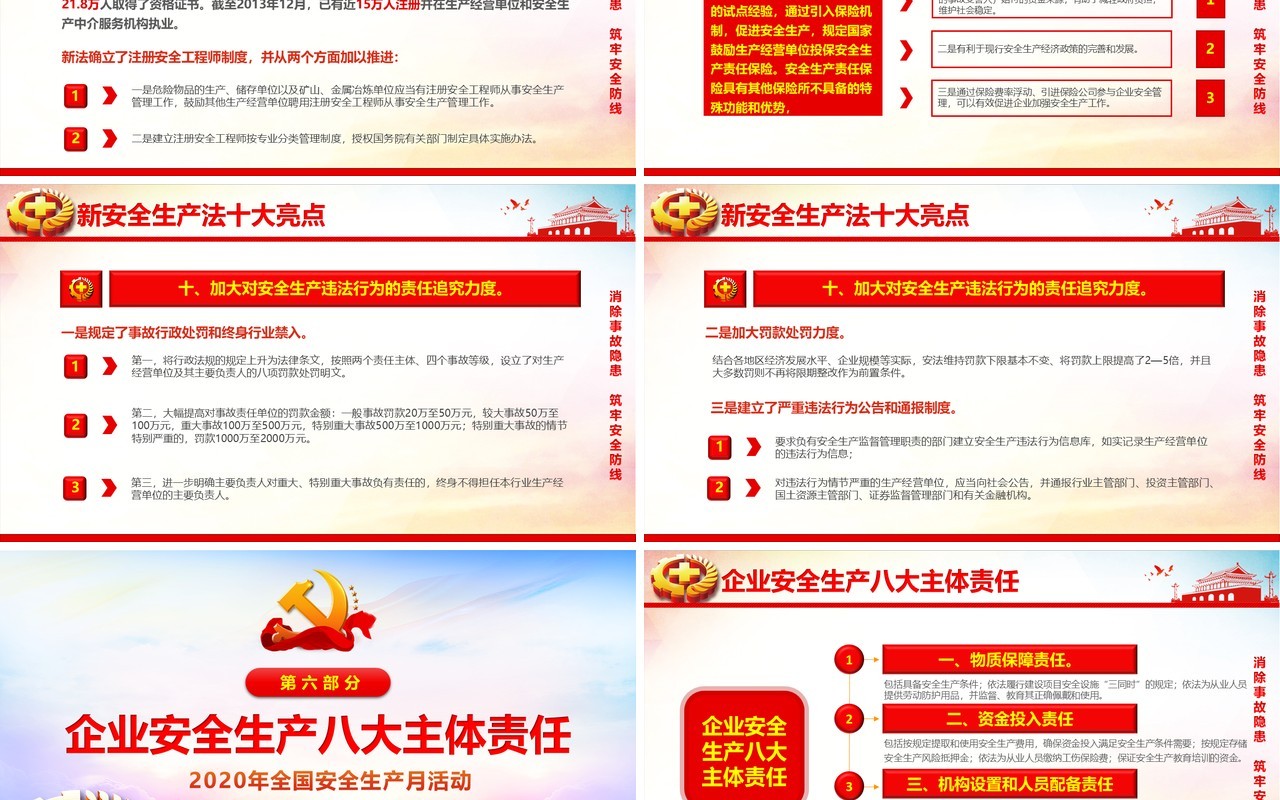 2020消除事故隐患筑牢安全防线安全生产月活动PPT模板