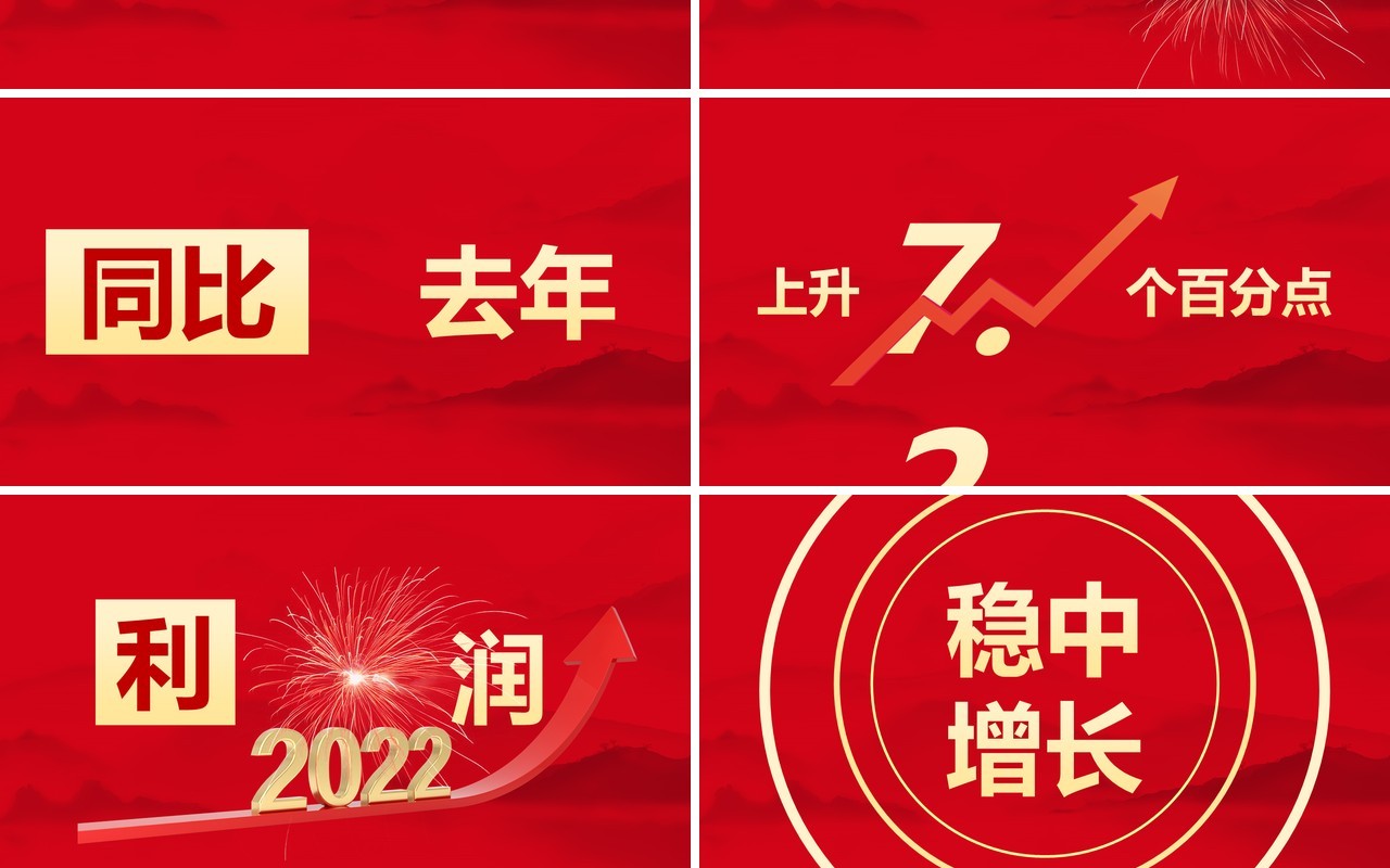 红色2022企业年会快闪动态PPT模板