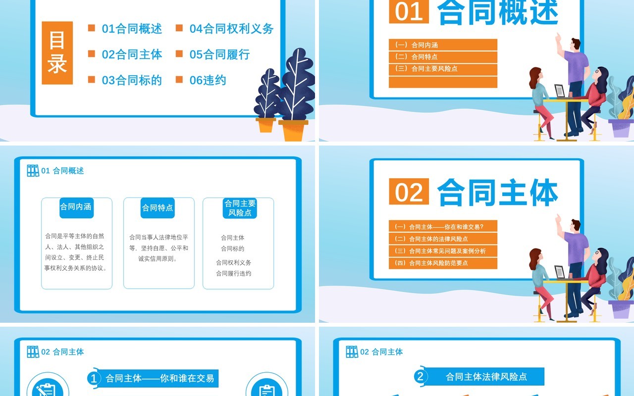 扁平化合同法合同管理合同实务培训PPT模板