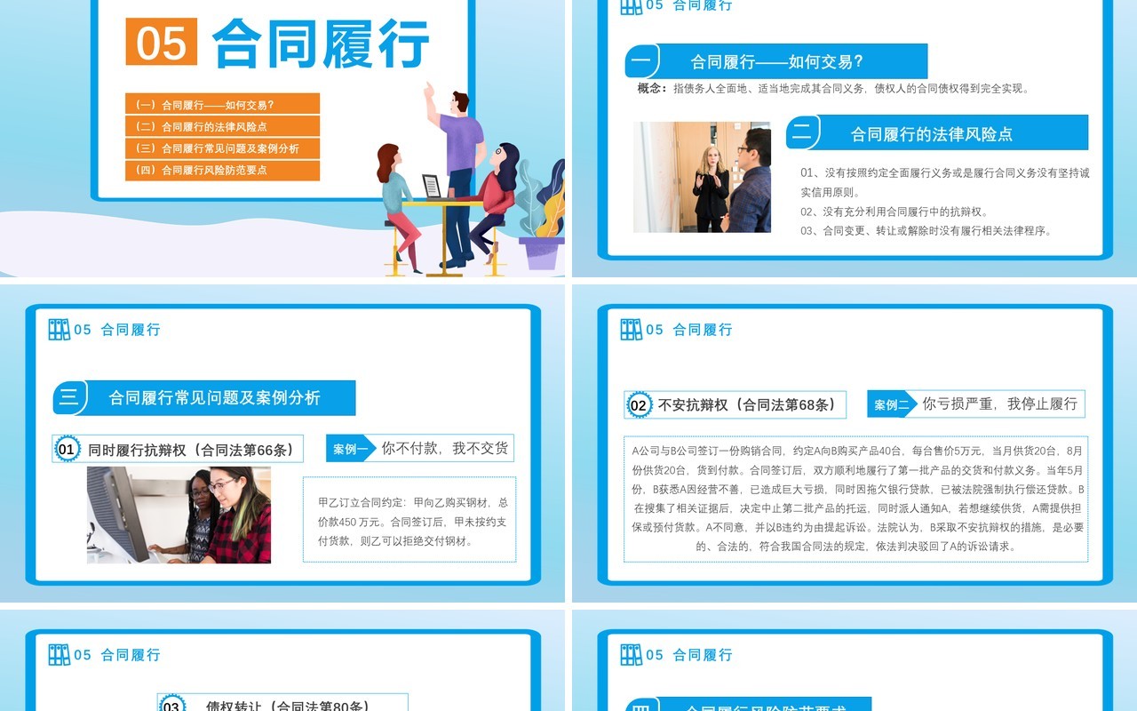 扁平化合同法合同管理合同实务培训PPT模板