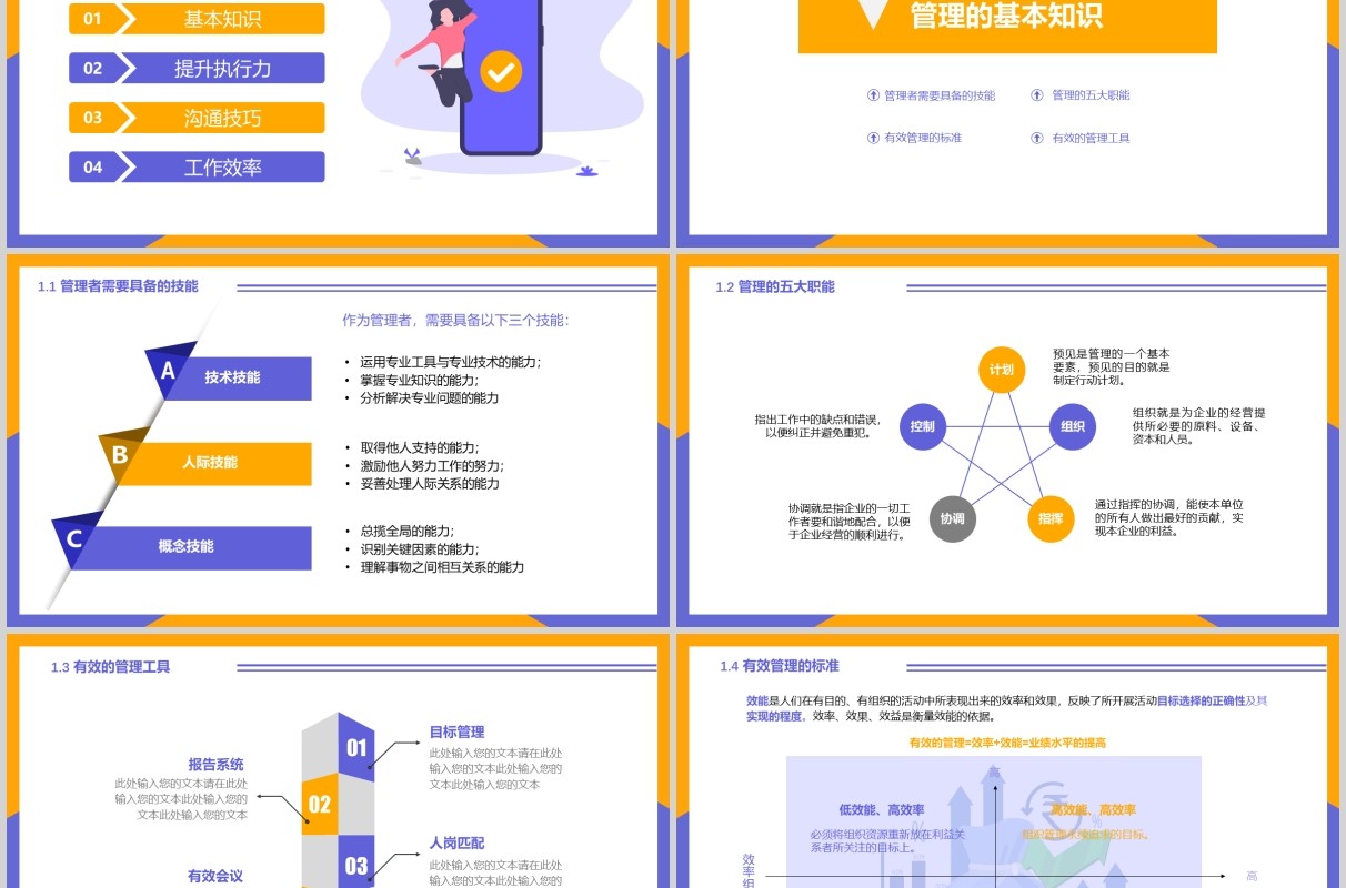 简约工作效率及能力提升培训管理PPT模板