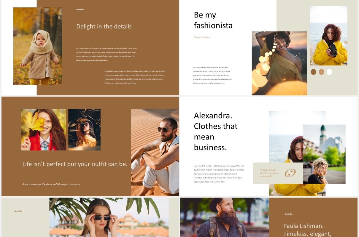 时尚摄影宣传展示PPT模板Amarta - Look Book Style Powerpoint