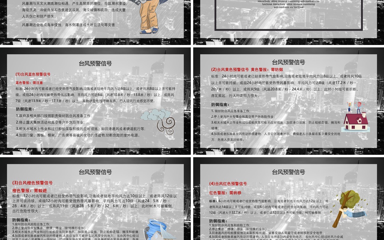 黑色防台风安全教育培训PPT模板