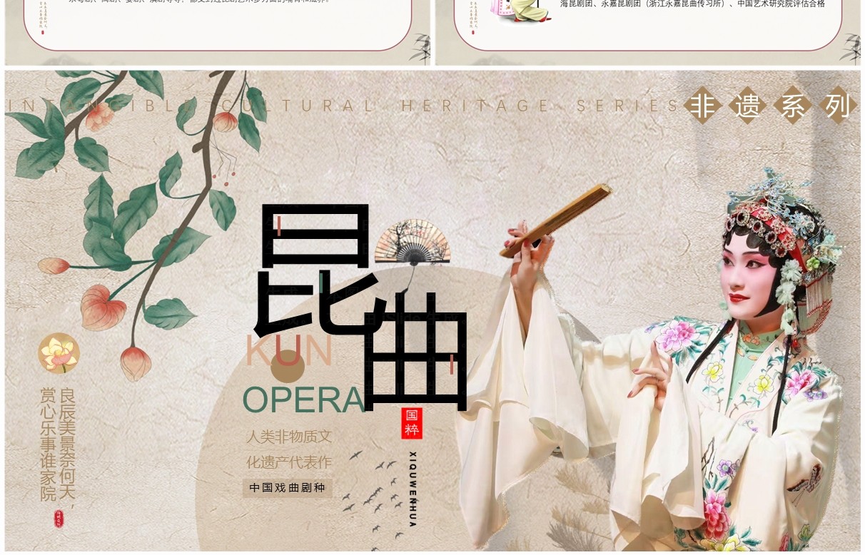 棕色中国风非遗系列之中国昆曲PPT模板