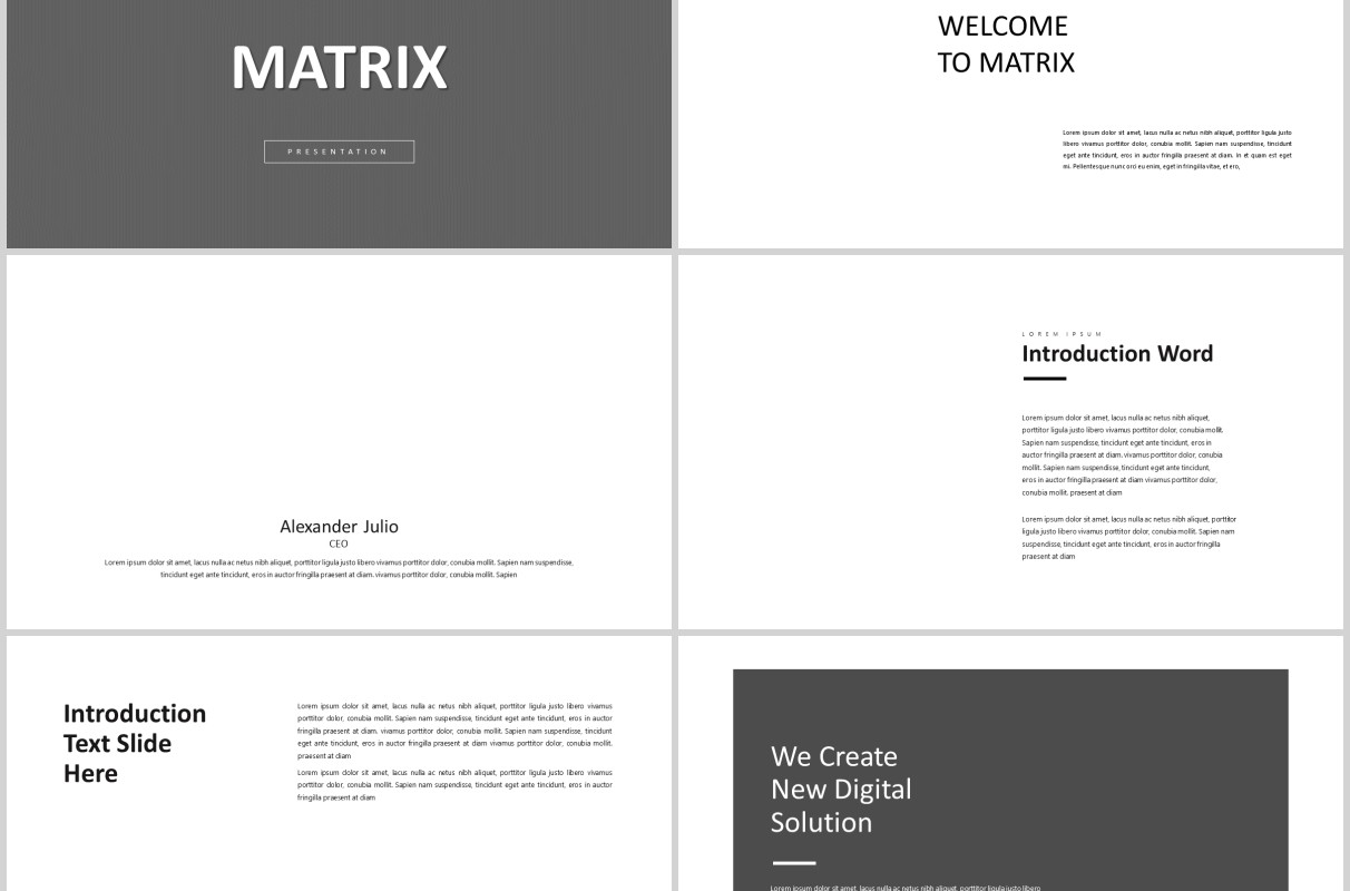 矩阵产品图片展示项目策划PPT模板排版版式设计不包含图片Matrix - minimal powerpoint presentation