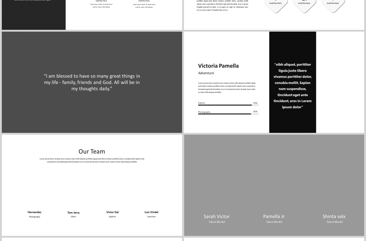矩阵产品图片展示项目策划PPT模板排版版式设计不包含图片Matrix - minimal powerpoint presentation