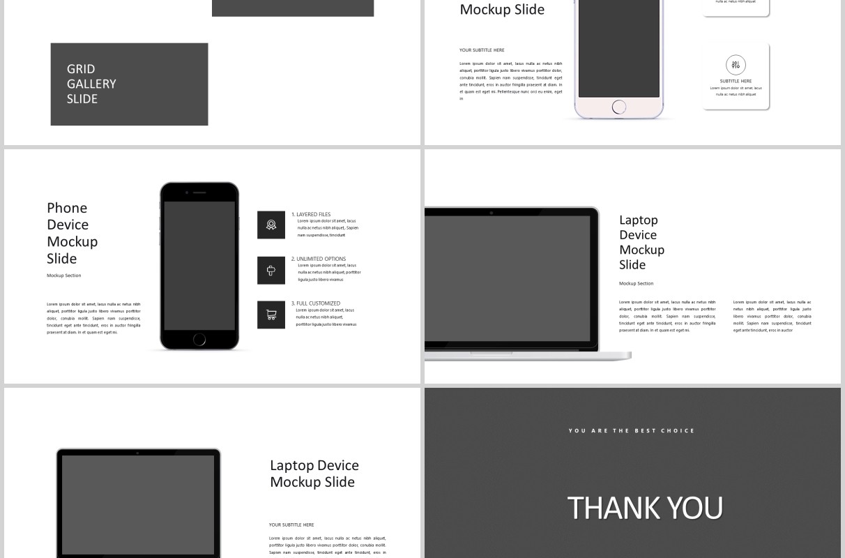 矩阵产品图片展示项目策划PPT模板排版版式设计不包含图片Matrix - minimal powerpoint presentation