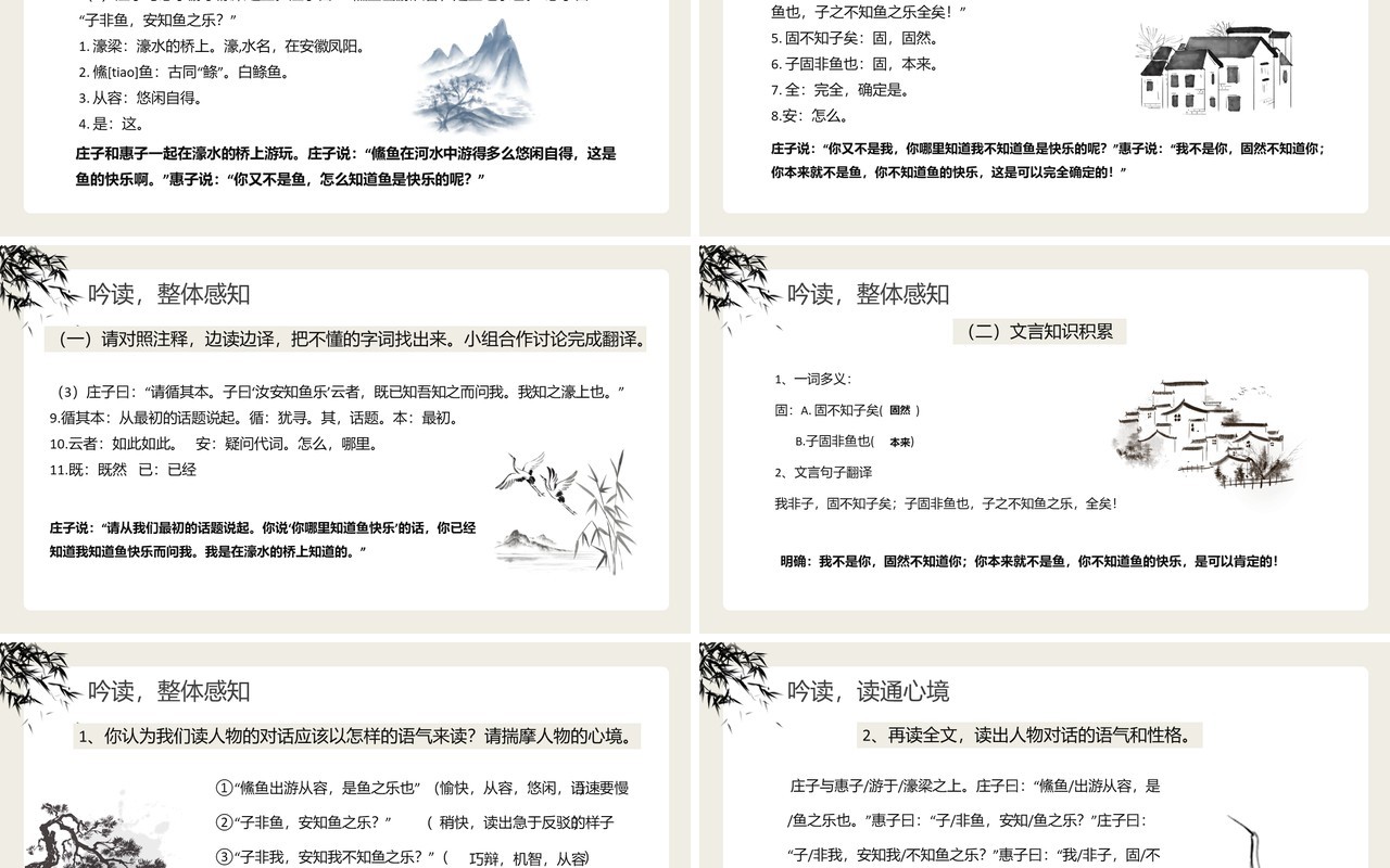 部编版八年级语文下册庄子和惠子游于濠梁之上课件PPT模板