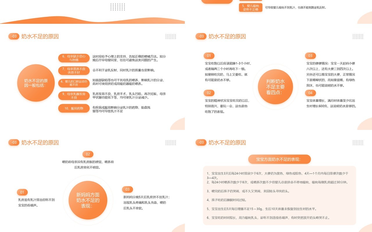 橙色插画风母乳喂养周知识PPT模板