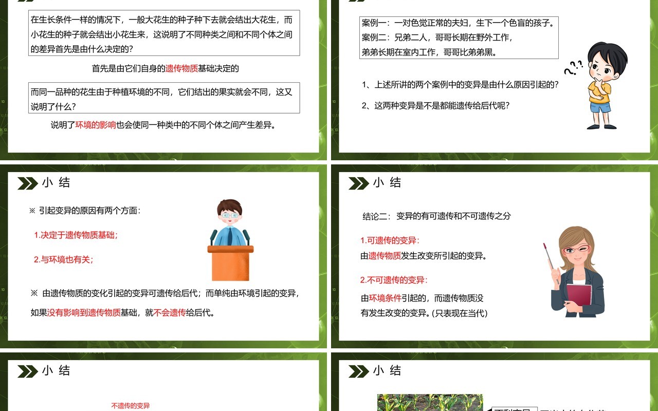 部编版八年级生物下册生物的变异课件PPT模板