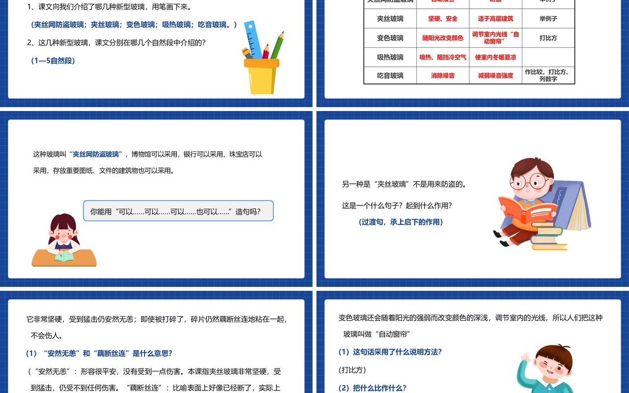 部编版五年级语文上册新型玻璃课件PPT模板