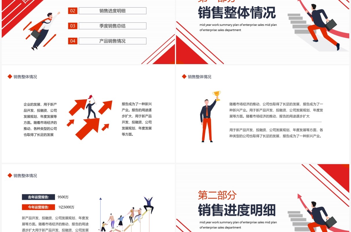 简约企业销售部年中工作总结计划动态PPT模板