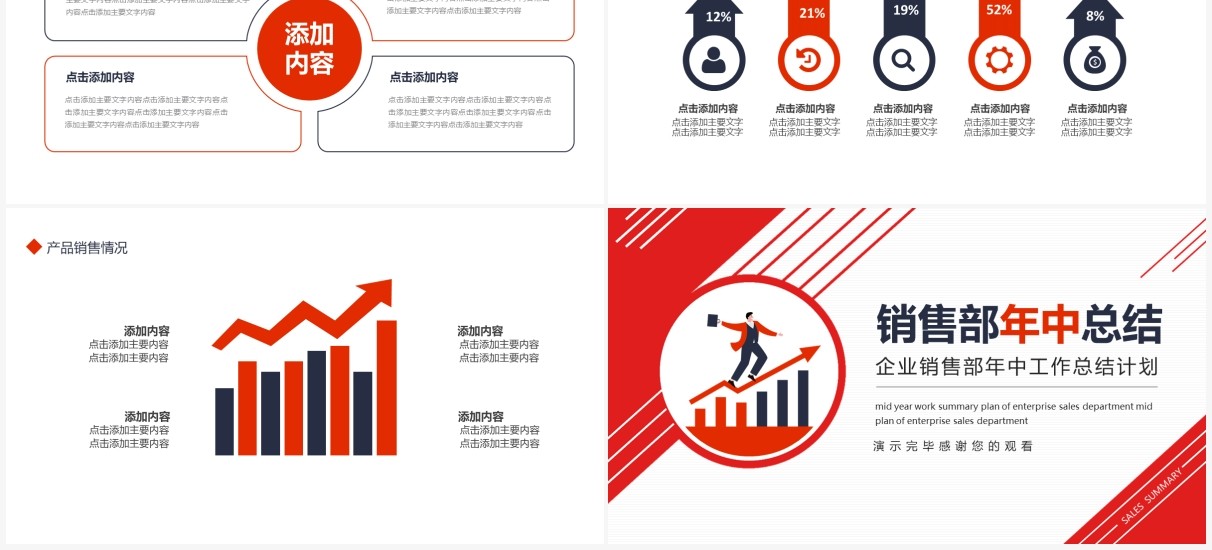 简约企业销售部年中工作总结计划动态PPT模板