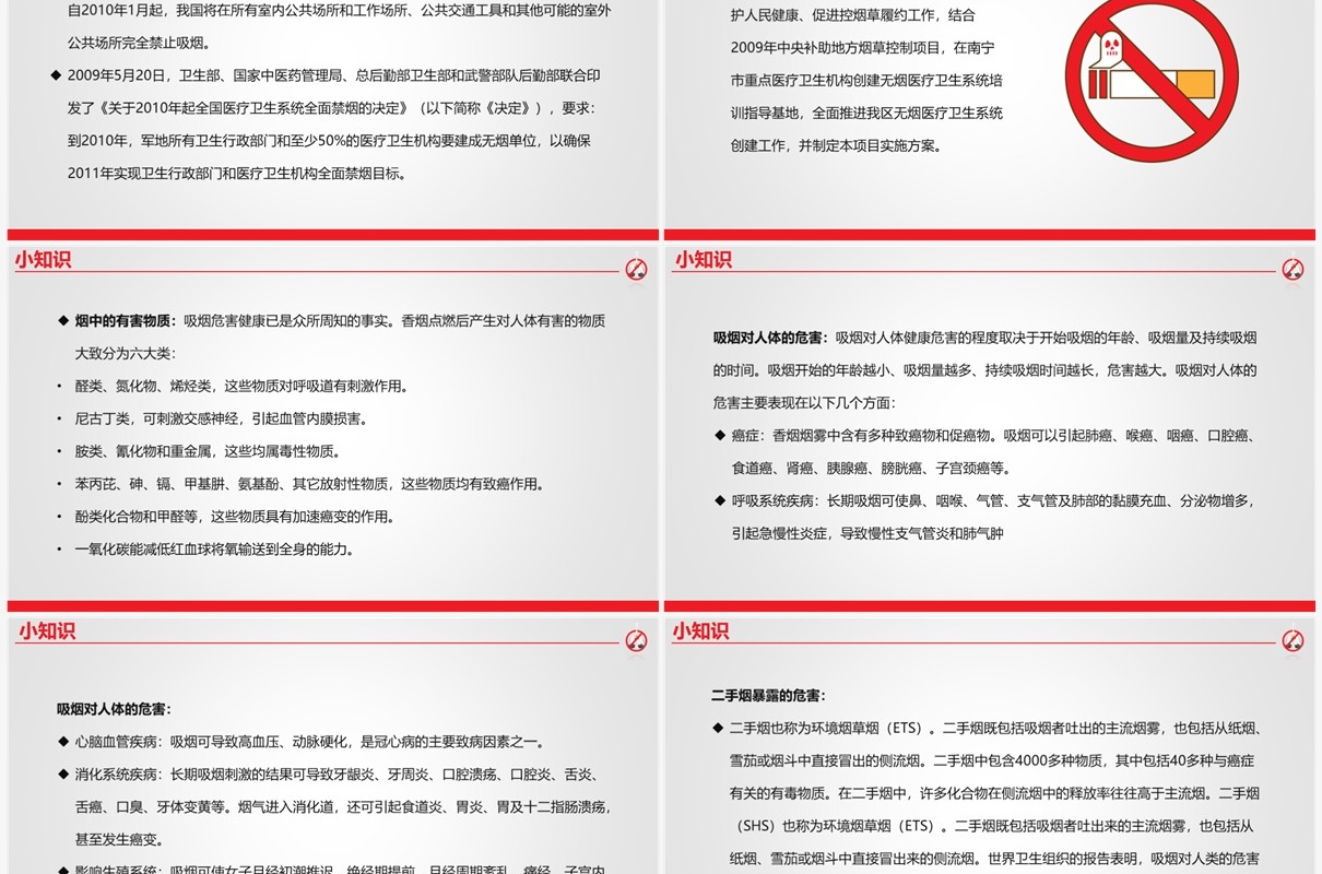 红灰简约风控烟知识培训课件PPT模板