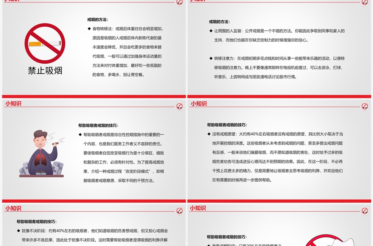 红灰简约风控烟知识培训课件PPT模板