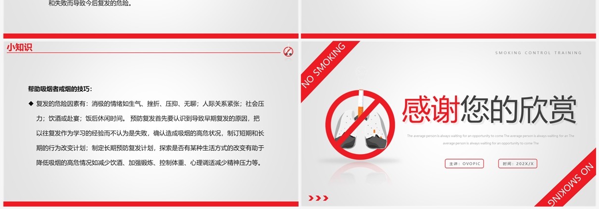 红灰简约风控烟知识培训课件PPT模板
