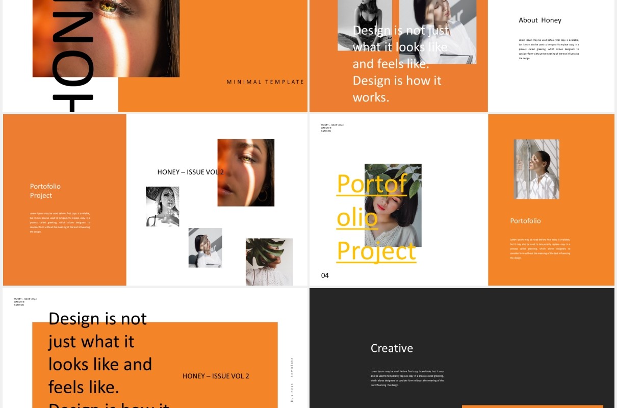 创意作品展示PPT模板HONEY - Creative Powerpoint Fashion