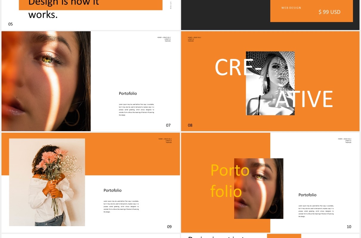 创意作品展示PPT模板HONEY - Creative Powerpoint Fashion