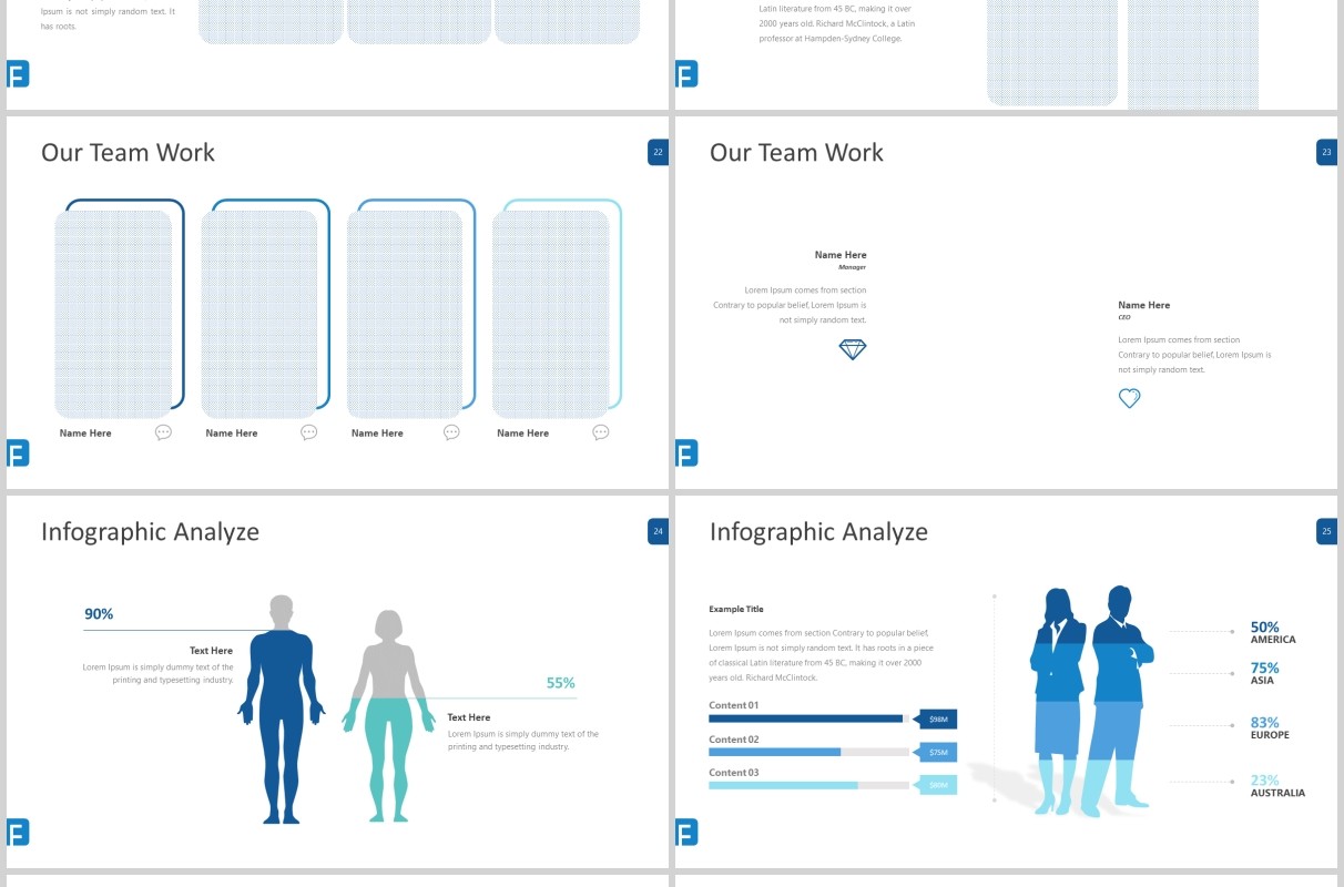 蓝色企业介绍产品用户分析PPT模板信息图表flowe powerpoint template