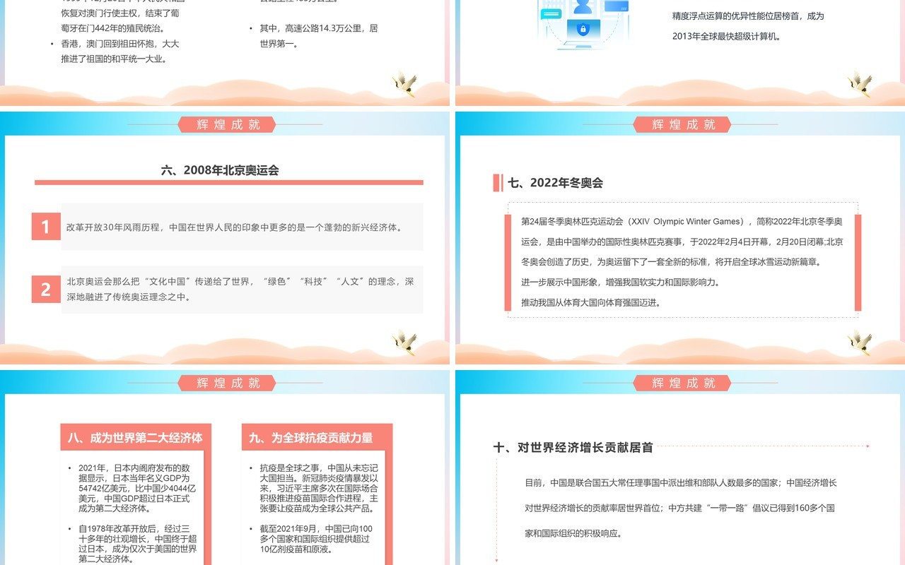 蓝色国潮风盛世中华国庆73周年PPT模板