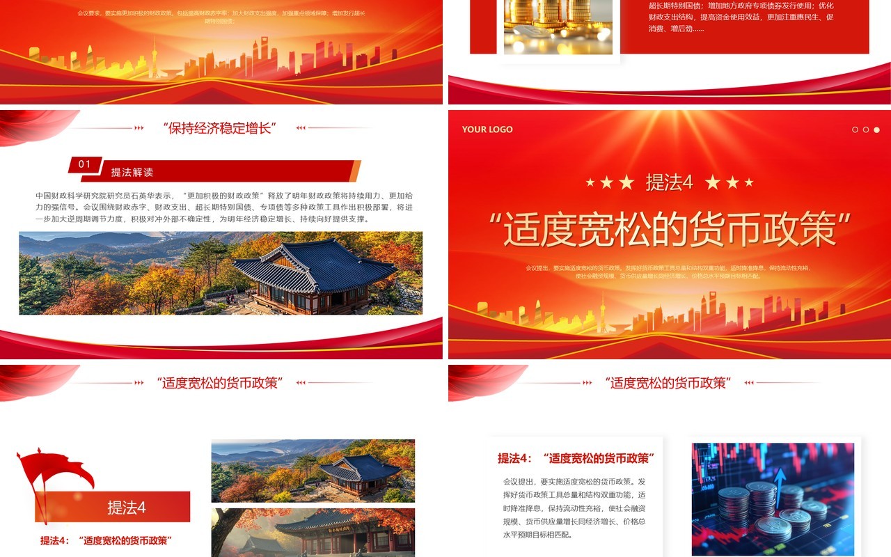红色简约风2025经济工作总结汇报PPT模板