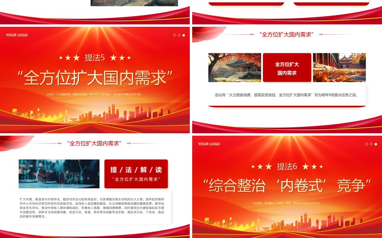 红色简约风2025经济工作总结汇报PPT模板