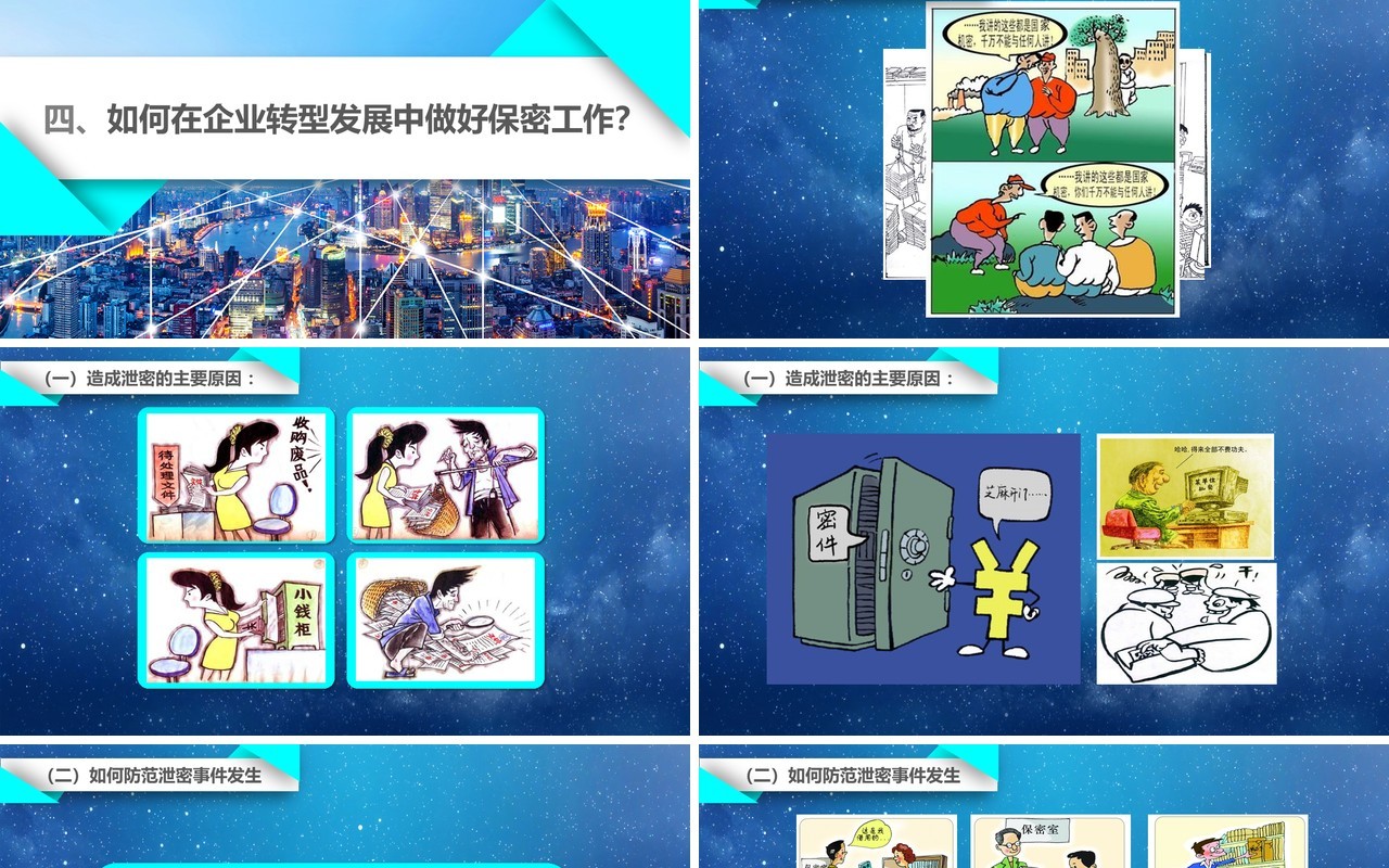 蓝色公司职工保密知识培训PPT模板