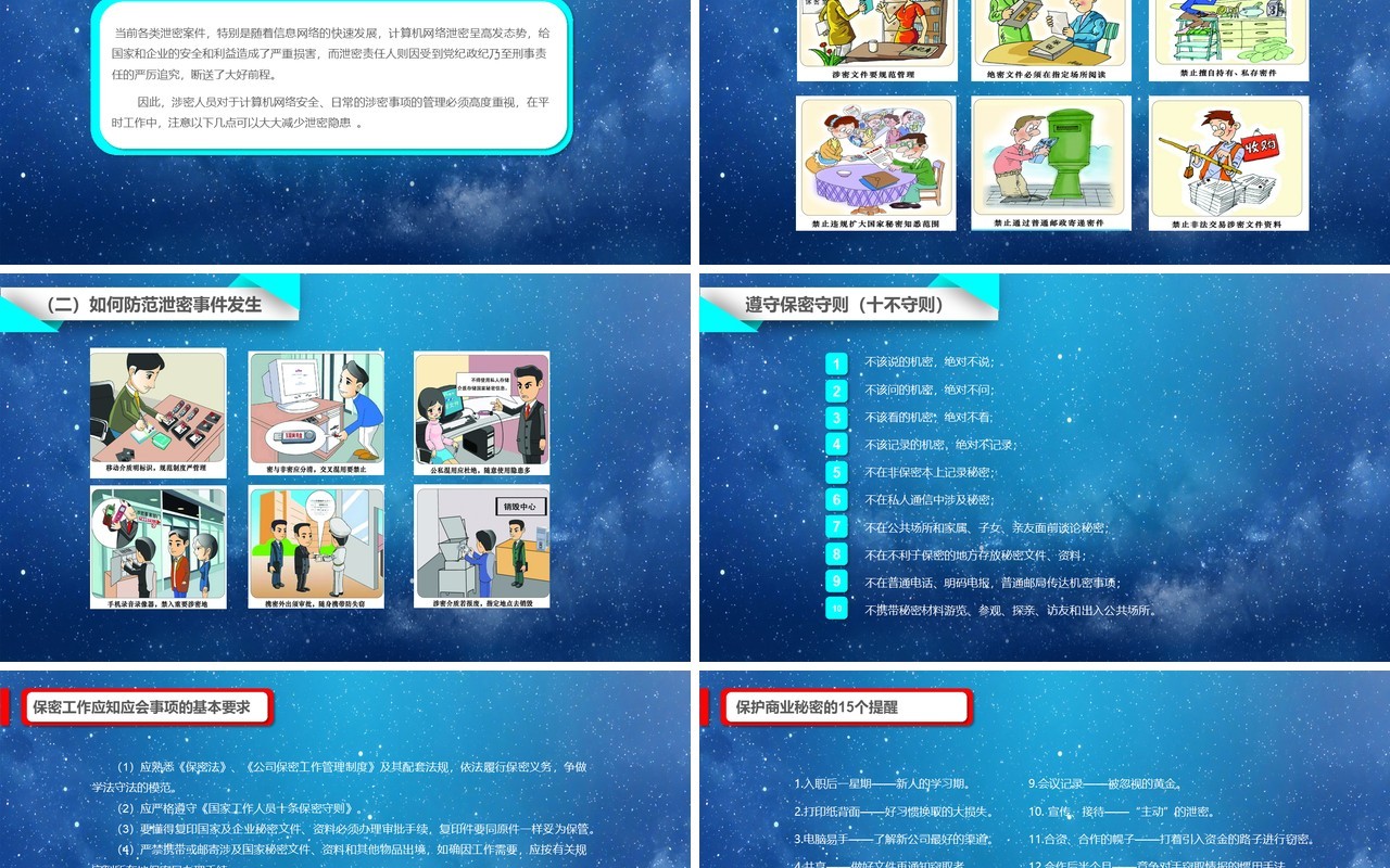蓝色公司职工保密知识培训PPT模板