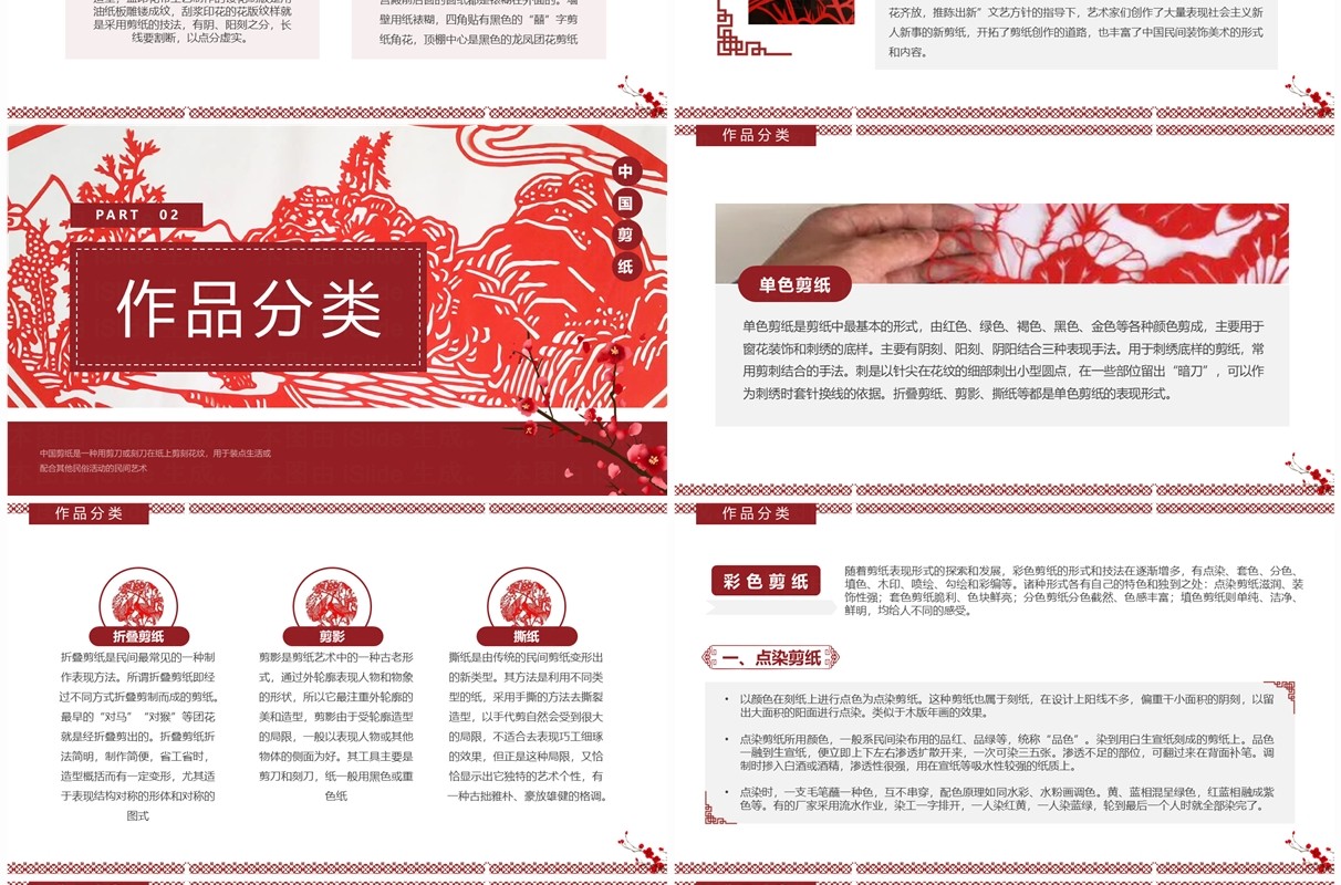 红色中国风非遗系列之中国剪纸介绍PPT模板
