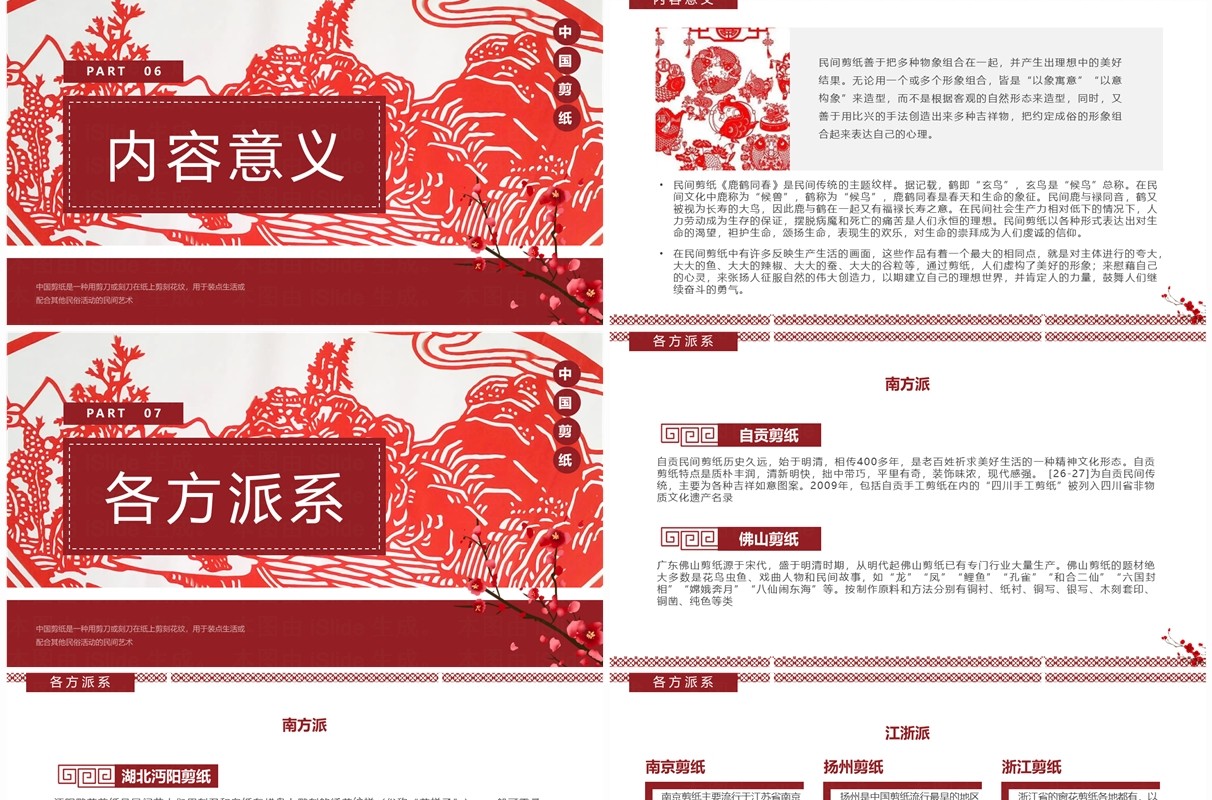 红色中国风非遗系列之中国剪纸介绍PPT模板