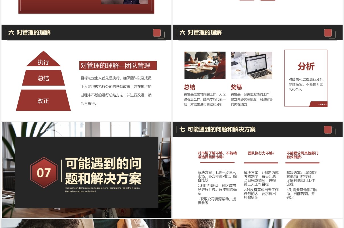 黑色商务公司管理销售经理岗位竞聘述职PPT模板