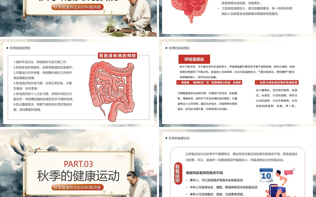 灰色中国风秋季养生健康PPT模板