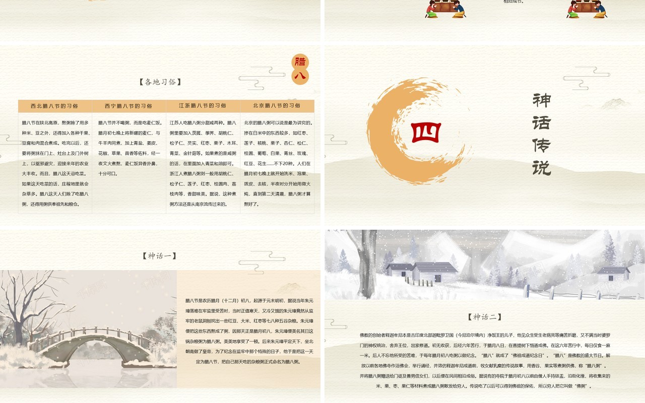 中国传统节日二十四节气腊八节主题PPT模板05