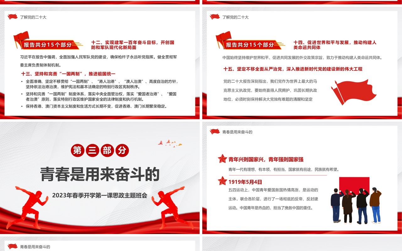 红色党政风强国有我未来看我PPT模板
