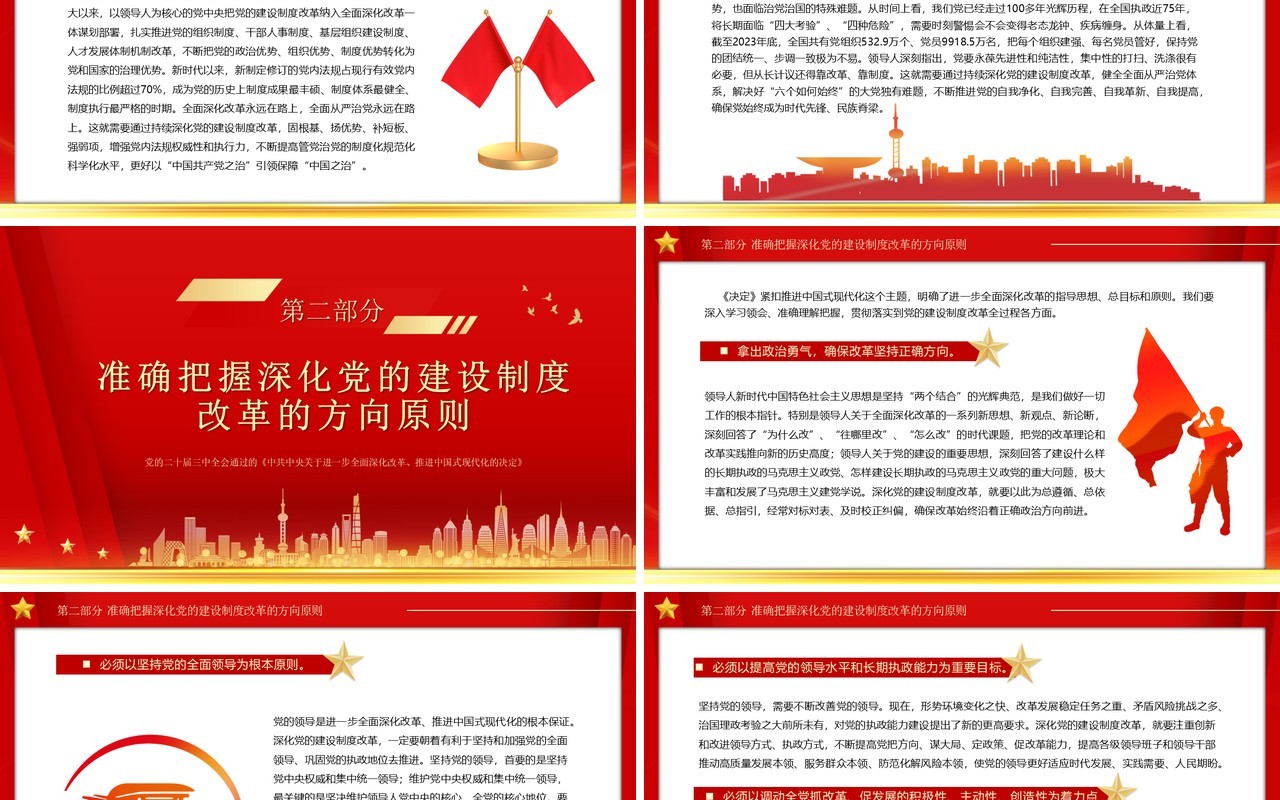 红色简约风关于全面深化党的建设制度改革PPT模板