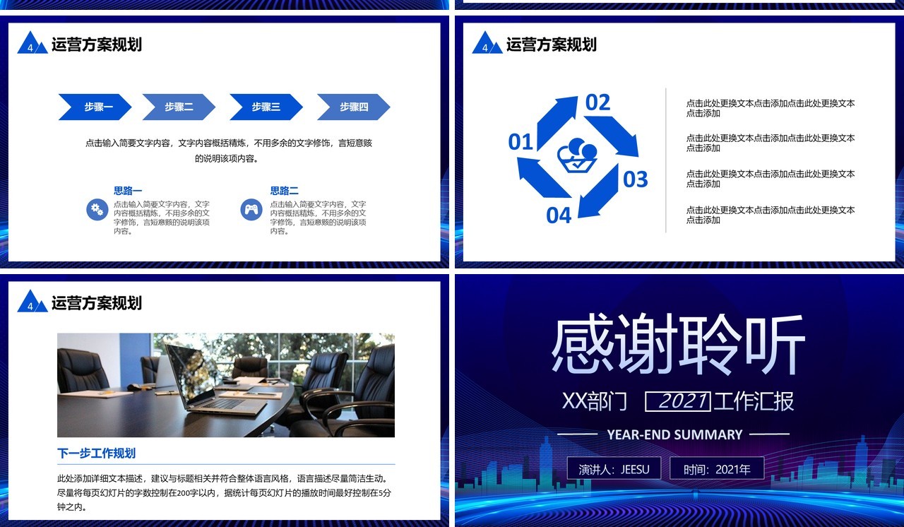 蓝色科技感商务公司部门年终工作汇报总结计划通用PPT模板