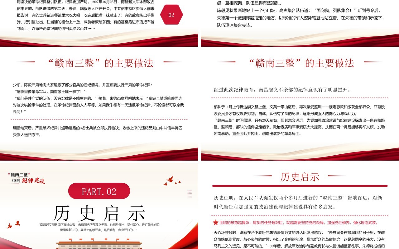红色党政风赣南三整中的纪律建设PPT模板