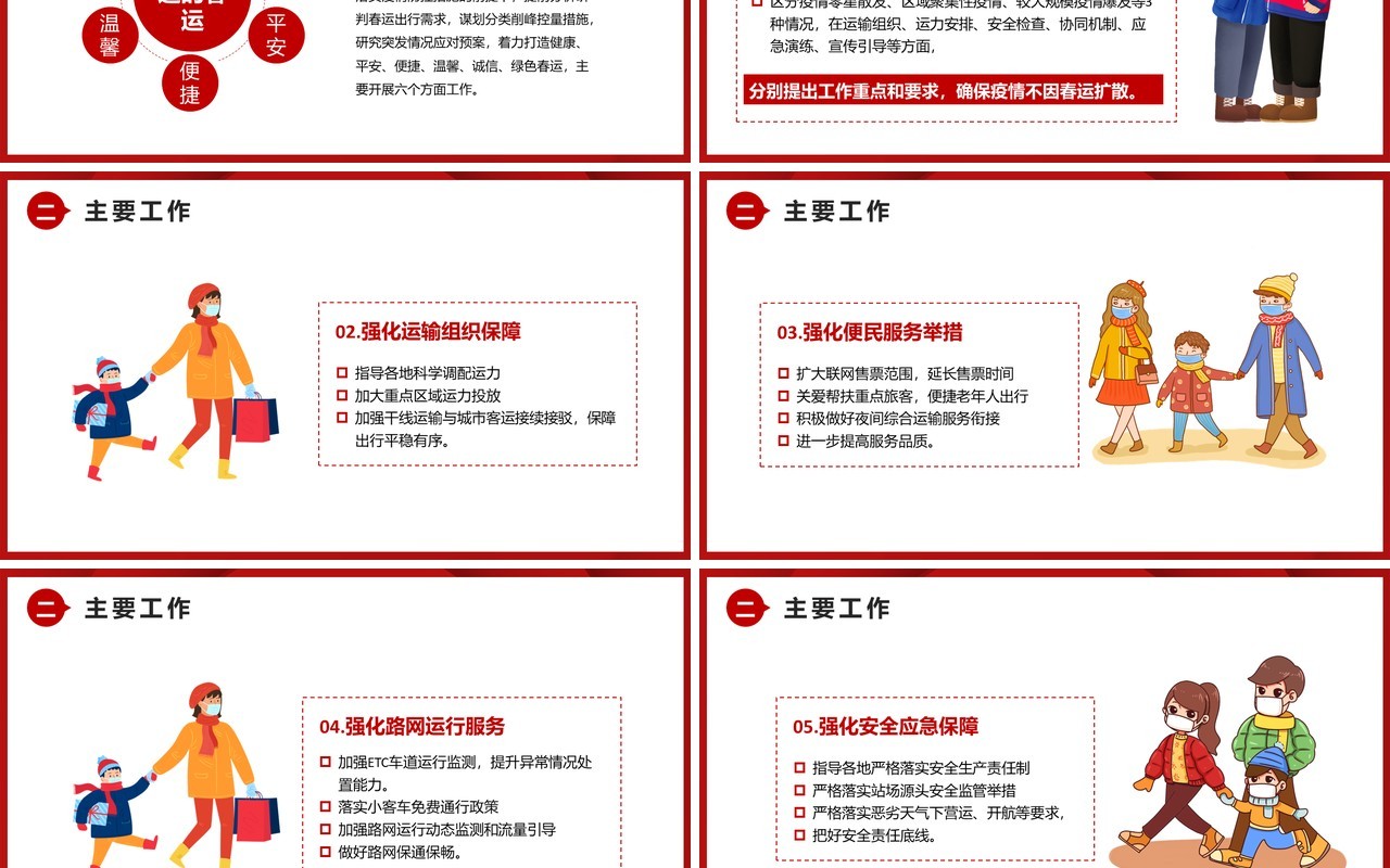 2021红色春运疫情防控知识宣传PPT模板