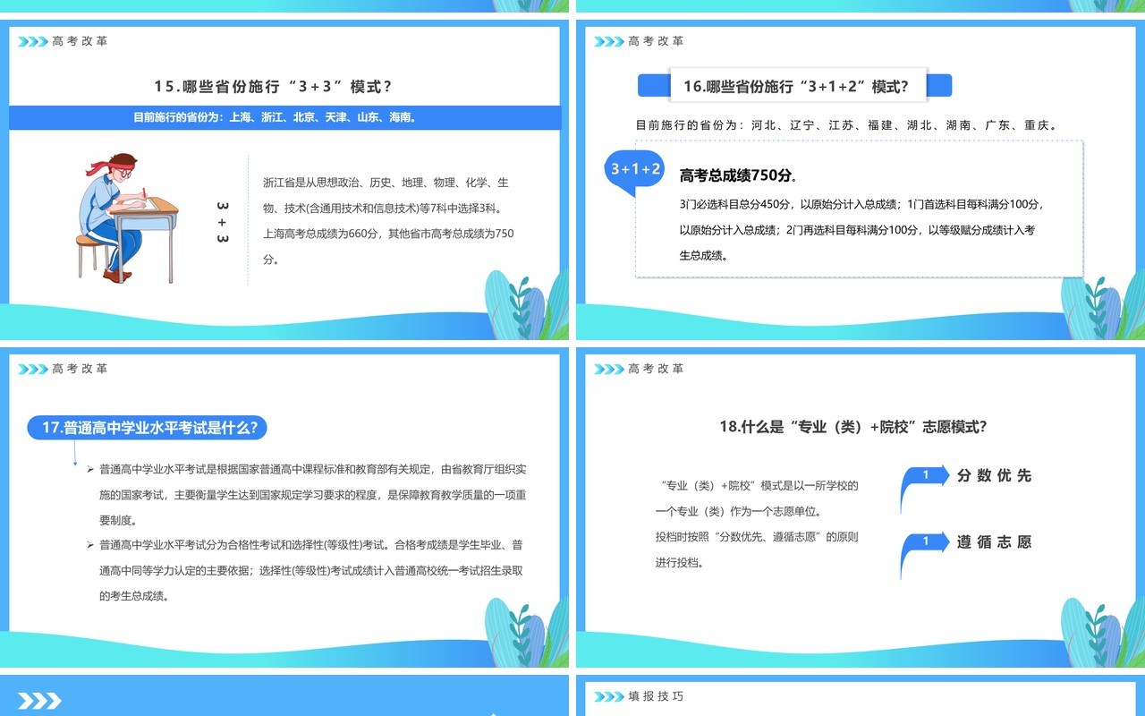 蓝色卡通风高考志愿报考指南PPT模板