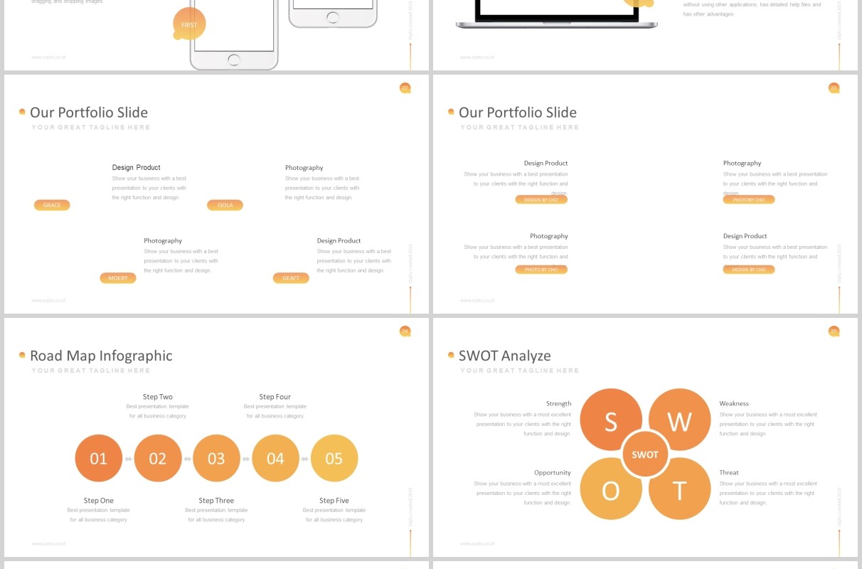 产品介绍SWOT分析PPT版式模板Oqitu  Powerpoint Template