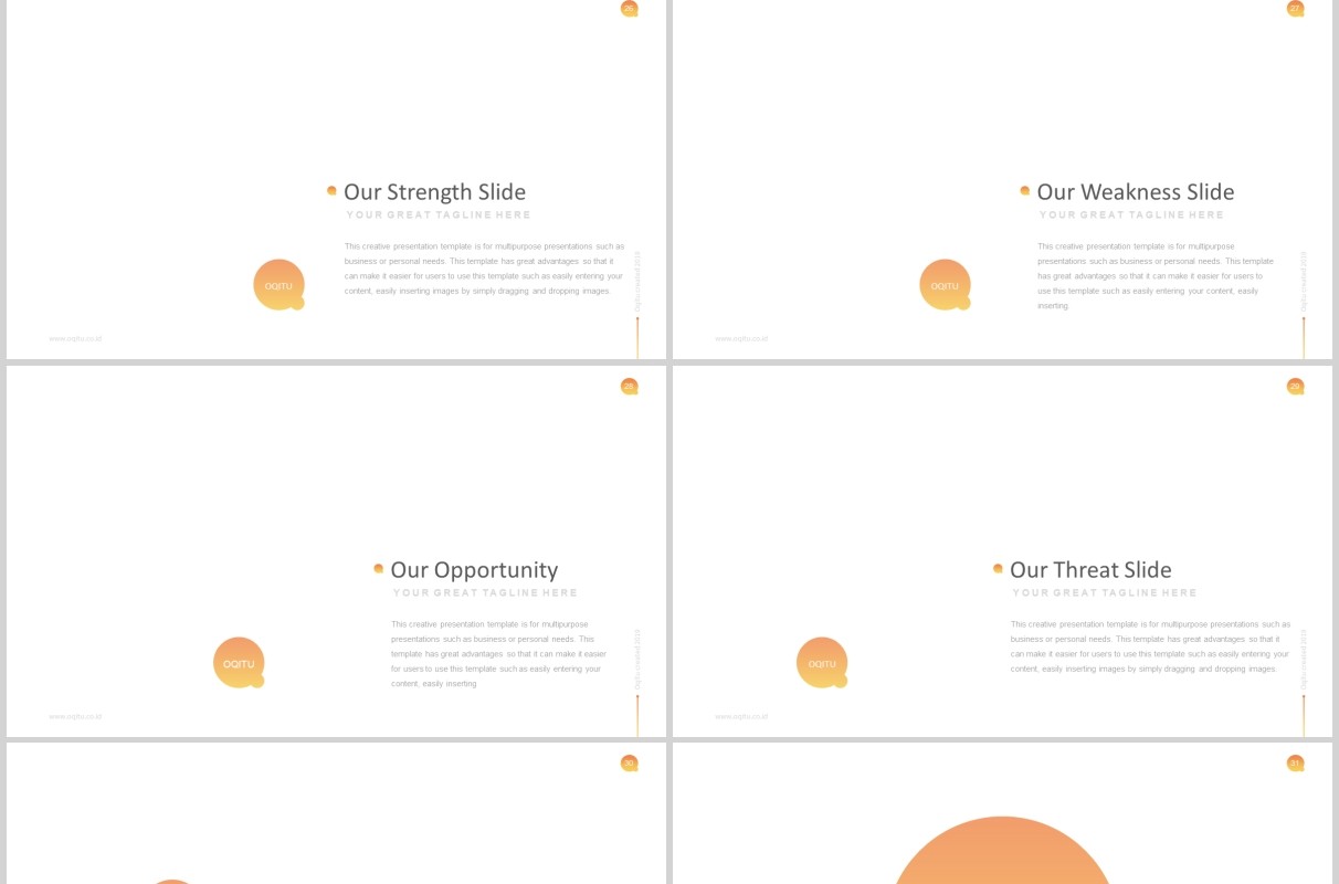 产品介绍SWOT分析PPT版式模板Oqitu  Powerpoint Template