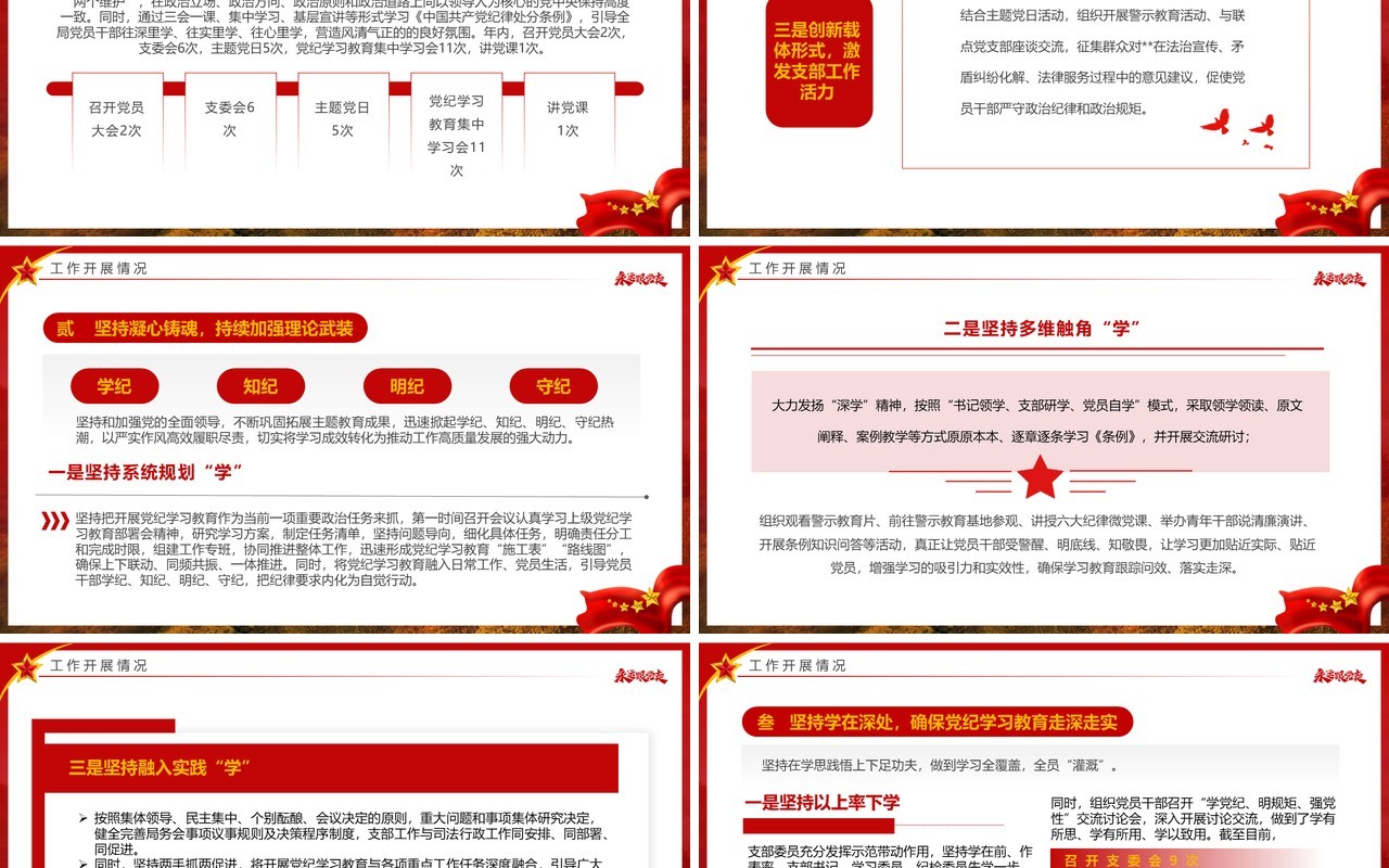 红色简约风党建工作总结及工作计划PPT模板