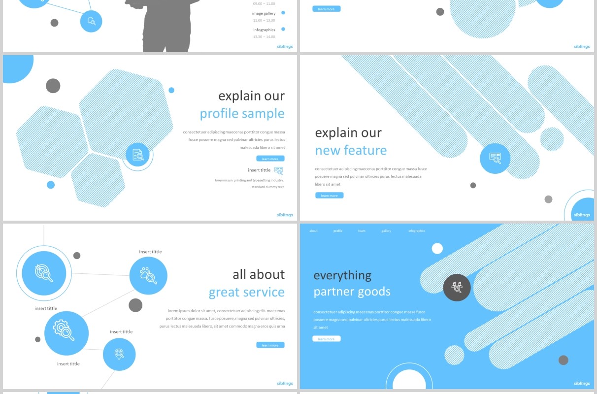 蓝色商务公司简介个人介绍PPT模板版式设计siblings powerpoint template