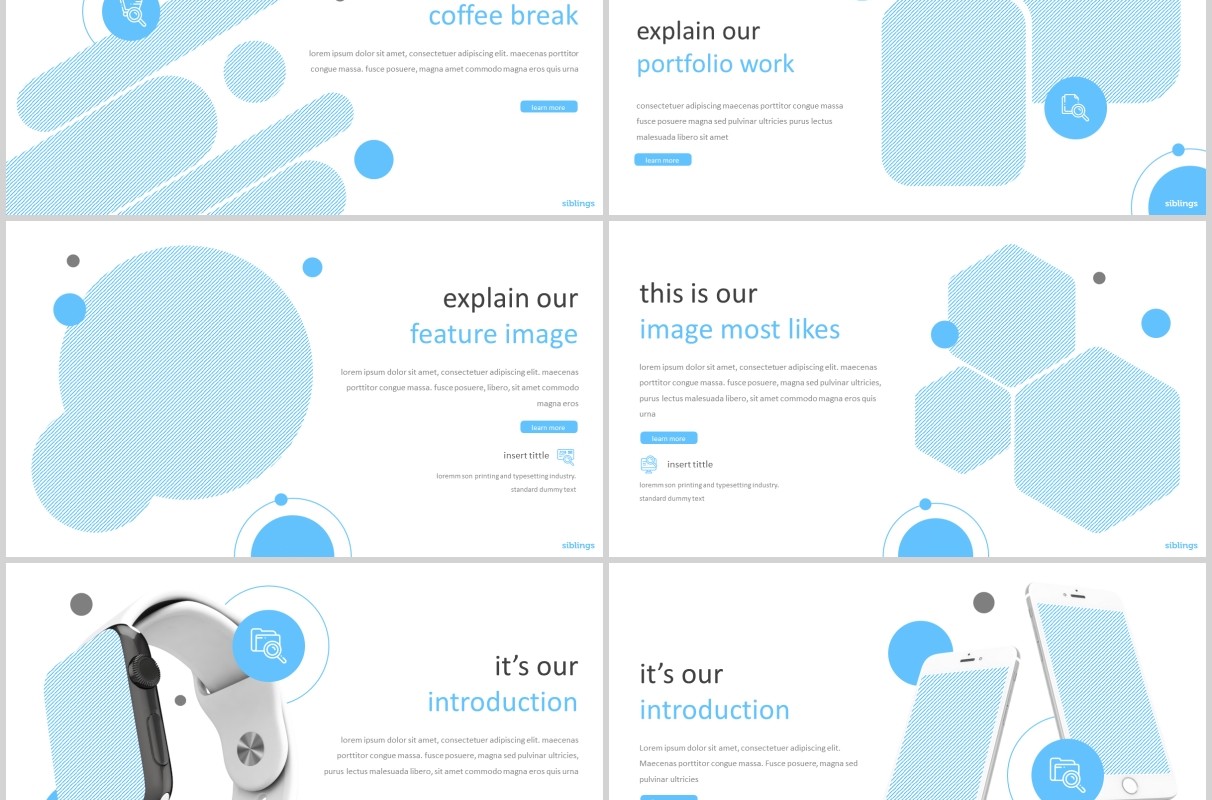 蓝色商务公司简介个人介绍PPT模板版式设计siblings powerpoint template